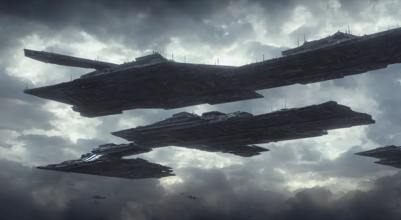 imperial star destroyer hovering in the sky over | Stable Diffusion ...