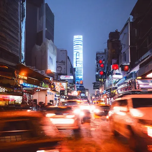 Image similar to center of bangkok crowded with people and vehicles during a snowstorm