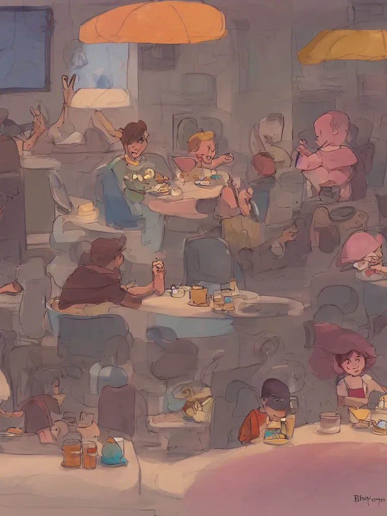 Image similar to eating ice cream by disney concept artists, blunt borders, rule of thirds