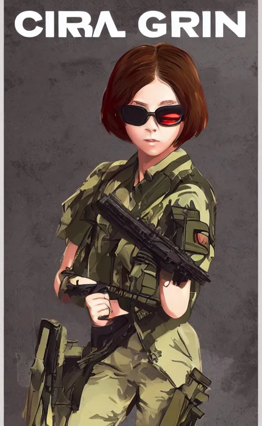 Image similar to girl, trading card front, soldier clothing, combat gear, matte, illustration, by kuvshinov ilya