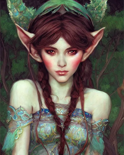 Prompt: a beautiful elf princess, oil painting, by Fernanda Suarez and Edgar Maxence, using Sakimichan and LeraPI art style.