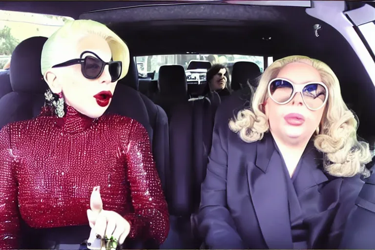 Image similar to lady gaga and judy garland carpool karaoke