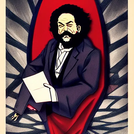 Image similar to beautiful amazing anime portrait painting of karl marx. by koyoharu gotouge, kohei horikoshi, tatsuya endo, satoshi kon