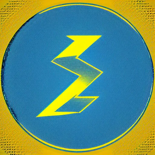 Image similar to electric lightning bolt logo, minimalist, yellow and cyan color palette, vector art