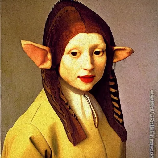 Image similar to a portrait of a beautiful elf woman by Johannes Vermeer 640