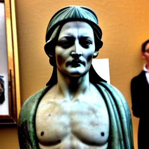 Image similar to johnny depp as a greek marble statue