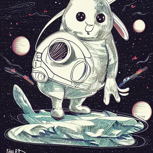 Image similar to A lost sci-fi rabbit, space rabbit, interstellar black hole, by James Jean And WLOPPRO