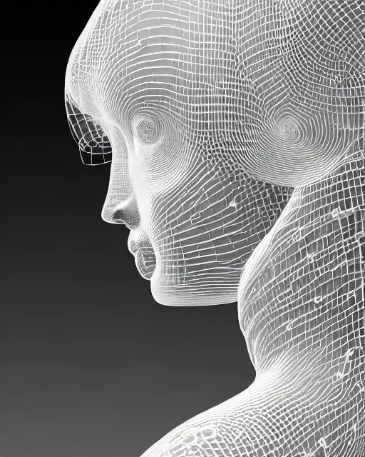 Prompt: mythical dreamy black and white organic bio-mechanical spinal ribbed profile face portrait detail of translucent steampunk bio-mechanical beautiful female angelic-human-queen-vegetal-cyborg, highly detailed, intricate crystal jelly ornate, poetic, 3D render, digital art, octane render, 8K artistic photography, photo-realistic, by Dora Maar