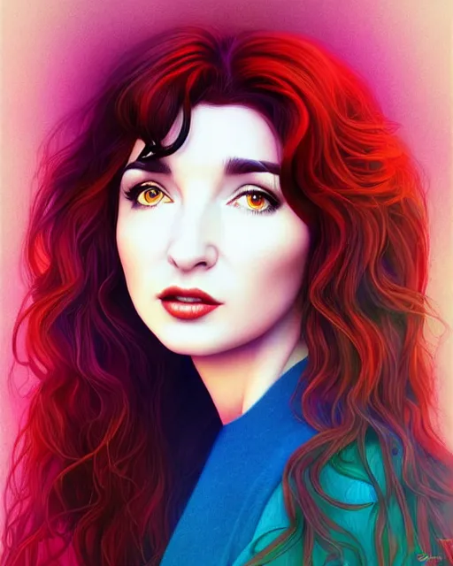 Image similar to richly detailed color illustration young kate bush illustrated by artgerm and mina petrovic and timothy kong and marina federovna. 3 d shadowing