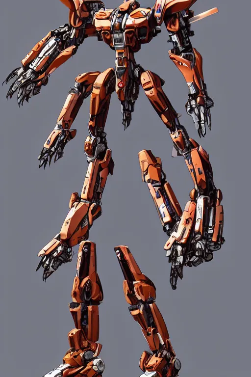 Image similar to full body illustration!! kitbashed mecha from transformers movies, 8 k uhd, very symmetrical!! highly detailed, inthe style of vitaly bulgarov, josh nizzi, yoji shinkawa, kenny carmody, ryouta otsuka, hideyuki ashizawa, marc nagel, deviantart, artstation, pinterest, unreal engine