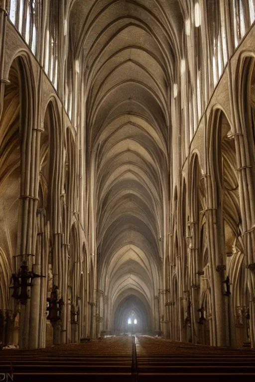 Image similar to Cathedral of Notre Dame, silent hill style, 8k resolution, octane render, volumetric lighting popular on artstation, popular on deviantart,