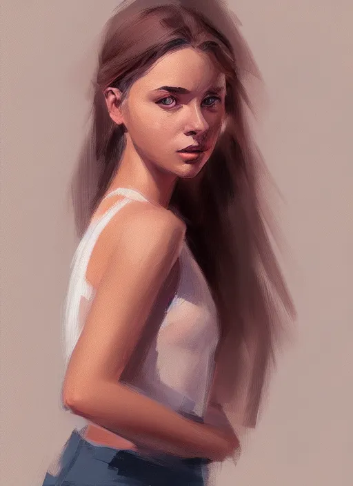 Image similar to portrait of a gorgeous young woman in the style of stefan kostic, artstation, concept art