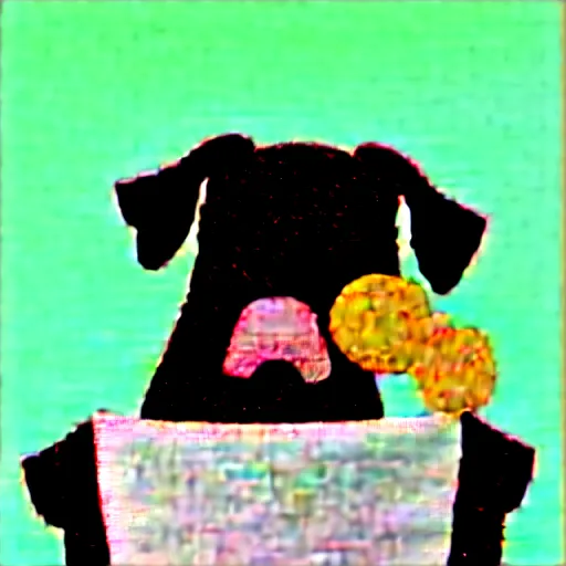 Image similar to painting of a dog eating ice cream