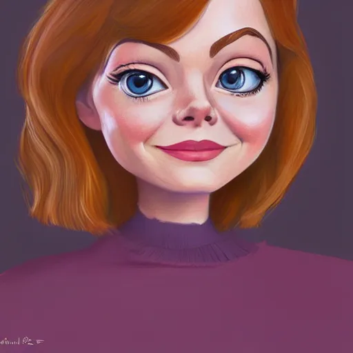 Prompt: emma stone portrait by isabelle staub, disney cartoon face, pixar style, glamorous, character art, digital illustration, big eyes, semirealism, realistic shaded perfect face, fine details, realistic shaded lighting, soft and blurry