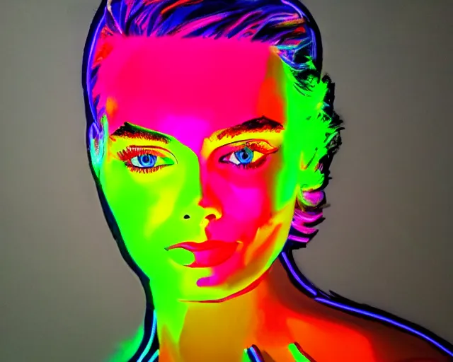 Prompt: margot robbie as a neon sculpture, hyper detailed