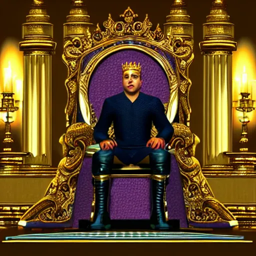 Prompt: king sitting in his throne room, ultra realistic