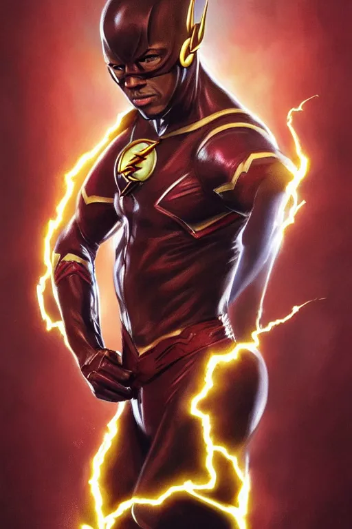 Image similar to Portrait of Wesley Snipes as Flash, DC, justice league, cinematic lighting, intricate, elegant, highly detailed, digital painting, artstation, painted by Artgerm and Mark Waid and Greg Rutkowski and Mandy Jurgens and Snyder