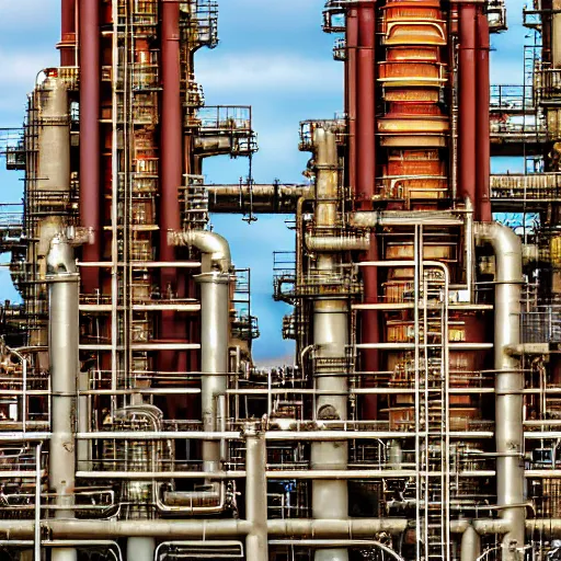 Prompt: frank lloyd wright designed oil refinery in baton rouge louisiana, telephoto, high resolution, highly detailed, intricate, beautiful, picturesque