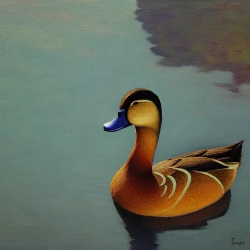 Image similar to a duck on the prowl oil painting sabin balasa