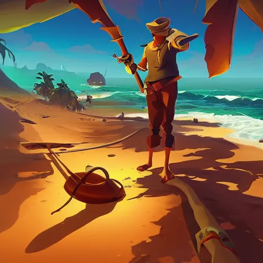 Image similar to painting treasure on sea of thieves game smooth median photoshop filter cutout vector, behance hd by jesper ejsing, by rhads, makoto shinkai and lois van baarle, ilya kuvshinov, rossdraws global illumination