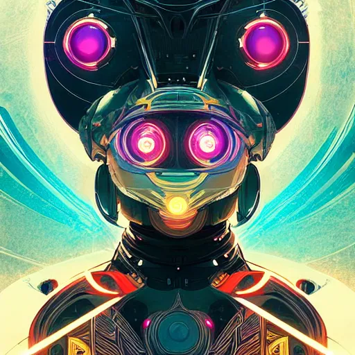 Image similar to symmetry! abstract futuristic robotic, psychedelic background, apex legends, epic lighting, illustration black outlining, ultra detailed, art by artgerm and greg rutkowski and alphonse mucha