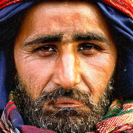 Image similar to Close up of a Kurdish shepherd wearing Kurdish clothes in a movie directed by Christopher Nolan, movie still frame, promotional image, imax 70 mm footage