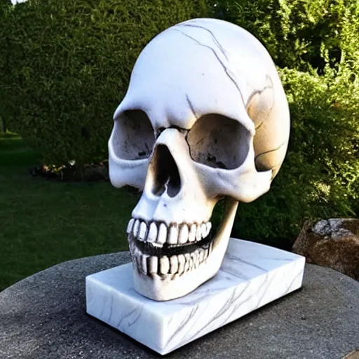 Image similar to skull statue made out of marble and lightning