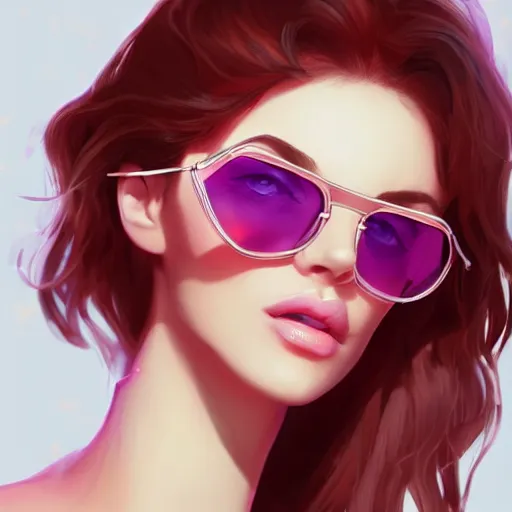 Prompt: a beautiful woman with rose tinted glasses, smooth face, artstation, digital art, detailed, sharp