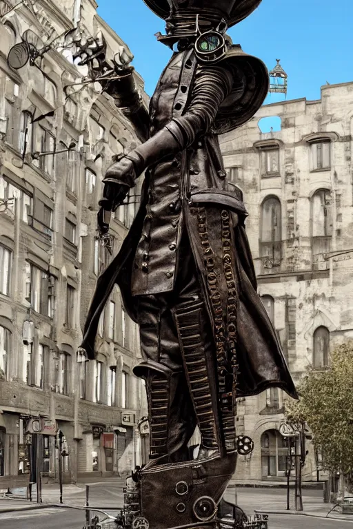 Image similar to hyper real photograph of a steampunk gogotte statue