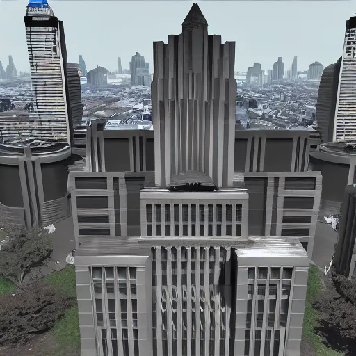 Image similar to art deco city hall,3d render,unreal engine