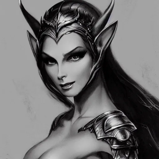 Image similar to elven queen character portrait by frank frazetta, fantasy, dungeons & dragons, sharp focus, beautiful, artstation contest winner, detailed