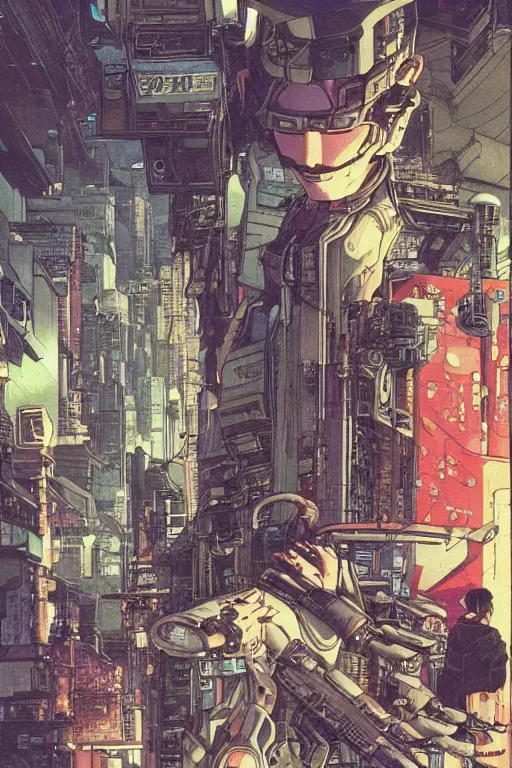 Image similar to beautiful hyperdetailed cyberpunk anime illustration by moebius, masamune shirow and katsuhiro otomo