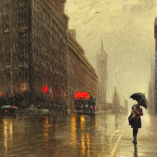 Image similar to rainy and stormy New York City, Victorian art