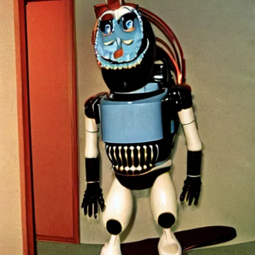 Image similar to animatronic from the 70s, color photo from the 70s