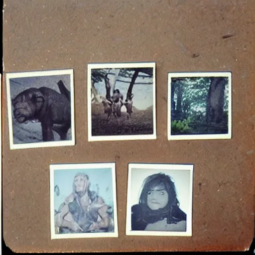 Prompt: polaroids from prehistoric times