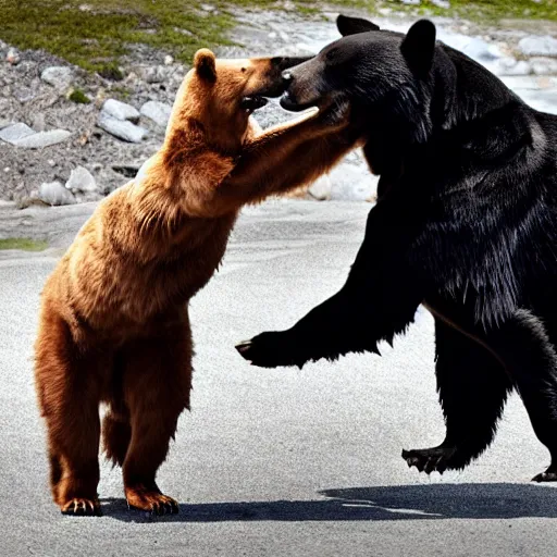 Image similar to a dog bullying a bear