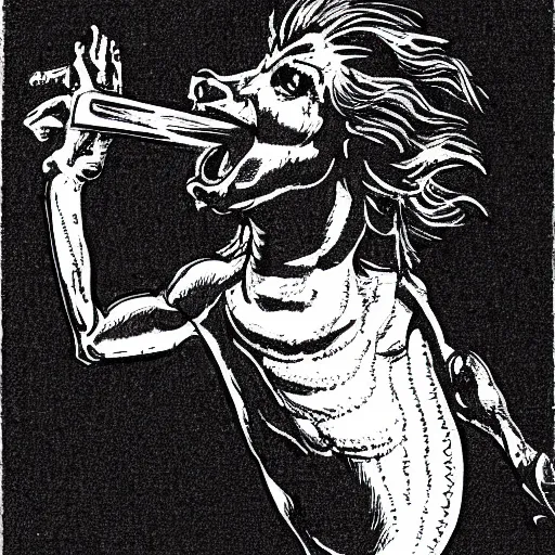 Prompt: apollo screaming, illustration drawing