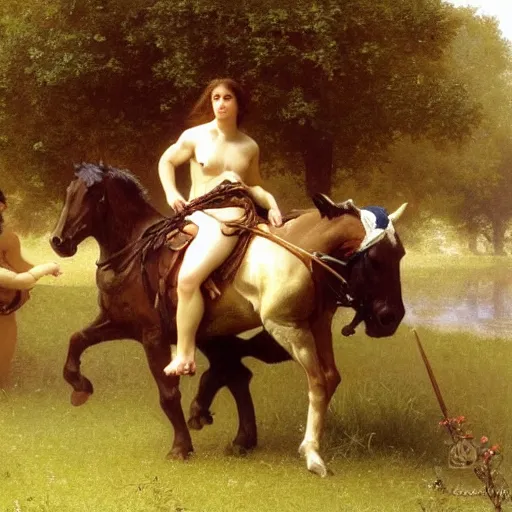Image similar to ultra detailed and realistic painting by william - adolphe bouguereau and ilya repin and boris vallejo and albert bierstadt of santiago abascal riding a horse