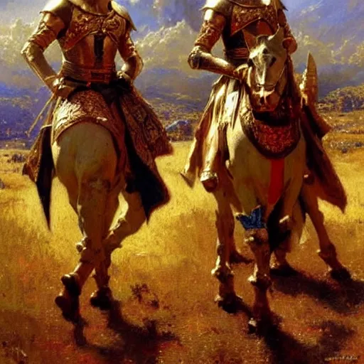 Image similar to attractive gay knights in camelot. highly detailed painting by gaston bussiere, craig mullins, j. c. leyendecker