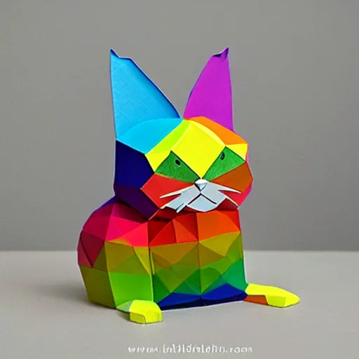 Prompt: rainbow papercraft cat