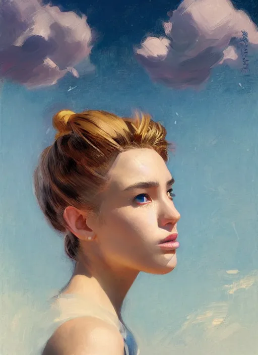 Prompt: portrait of Sailor Moon, countryside, calm, fantasy character portrait, dynamic pose, above view, sunny day, thunder clouds in the sky, artwork by Jeremy Lipkin and Giuseppe Dangelico Pino and Michael Garmash and Rob Rey, very coherent asymmetrical artwork, sharp edges, perfect face, simple form, 100mm