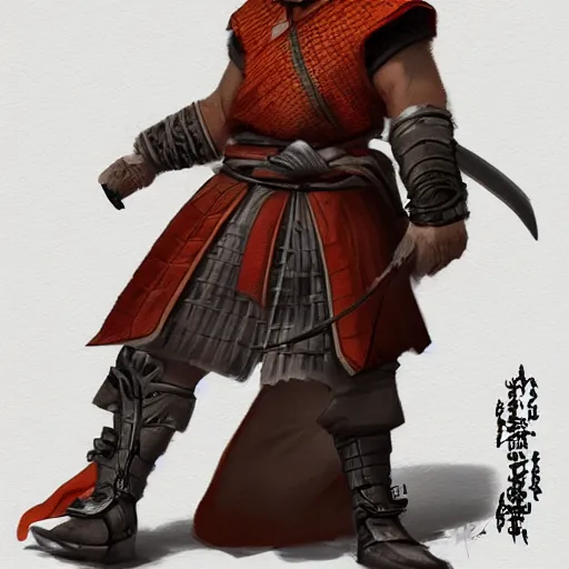 Image similar to full concept character concept art design, center framed and center focused, dungeons and dragons character art highly detailed, artstation, feudal squirrel samurai