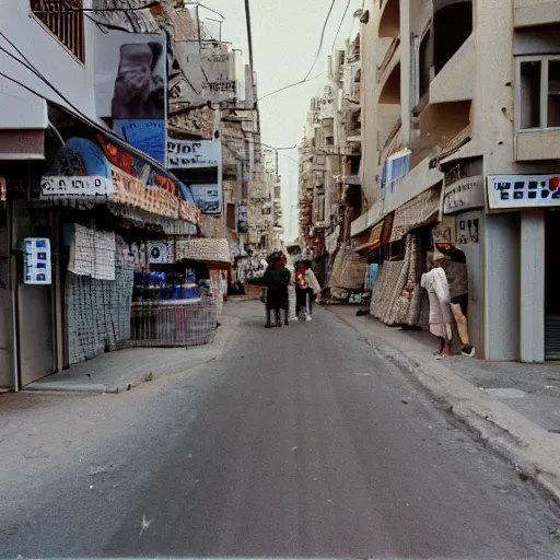 Image similar to Tel Aviv street in the 1980s, film photography