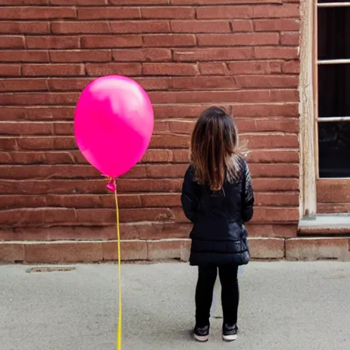 Prompt: girl waiting with balloon