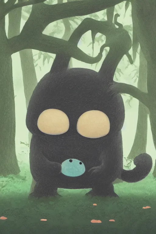 Image similar to A cute little monster in a misty forest art style by Mariko Mori, 4k, 8k