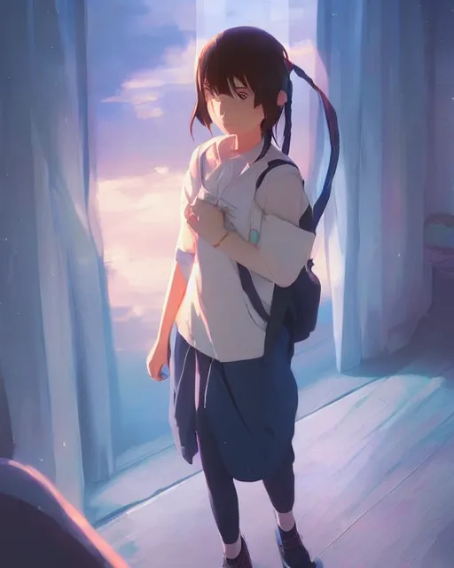 Prompt: a girl wearing a potato chip bag over her head, full shot, atmospheric lighting, by makoto shinkai, stanley artgerm lau, wlop, rossdraws