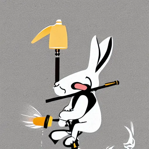 Image similar to simple illustration of a rabbit riding a jackhammer