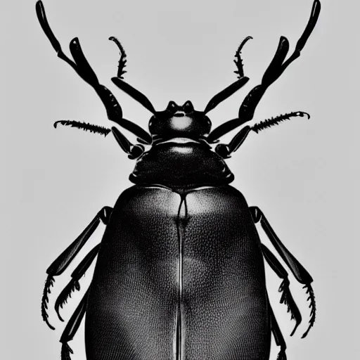 Image similar to black stag beetle full body, black and white, botanical illustration, black ink on white paper, bold lines