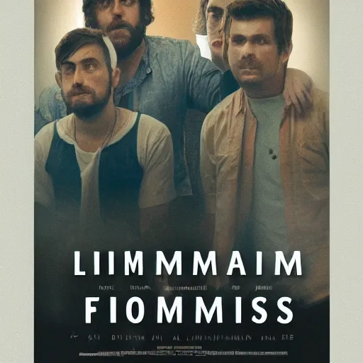 Prompt: poster for a short liminal film called'liminal'about four male roommates that find a tiny hidden door. movie poster, advertisement, high detail, trending on artstation