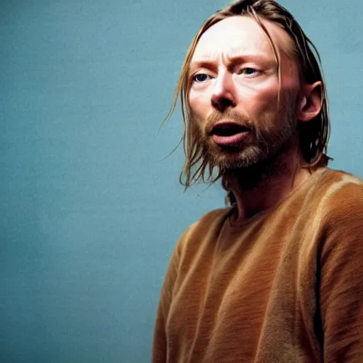 Prompt: thom yorke eating spaghetti